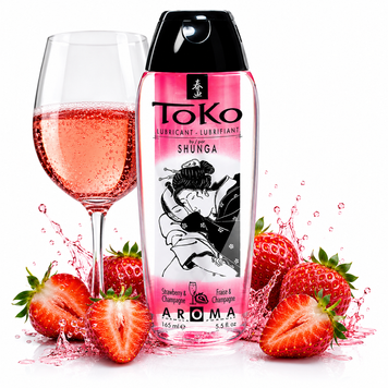 Лубрикант на водной основе Shunga Toko AROMA &ndash; Sparkling Strawberry Wine (165 мл), не содержит сахара фото и описание