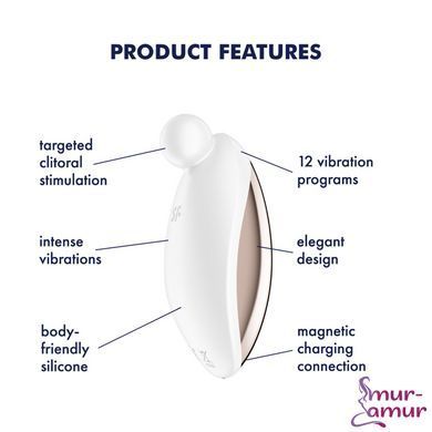 Вібратор для зовнішньої стимуляції Satisfyer Spot On 2 White, дуже потужний, гнучкий відросток