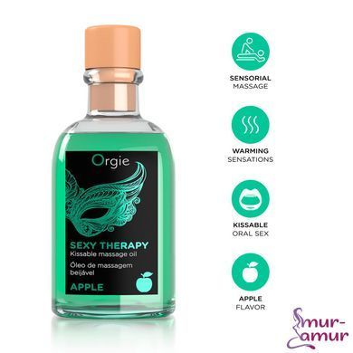 Набор для массажа Orgie &ndash; Sexy Therapy Apple (100 мл), съедобное разогревающее масло + перышко