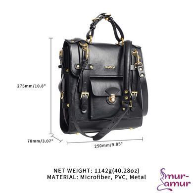 Сумка-трансформер для зберігання секс-іграшок LOCKINK Detachable JK Bag, чорна, ПВХ фото і опис
