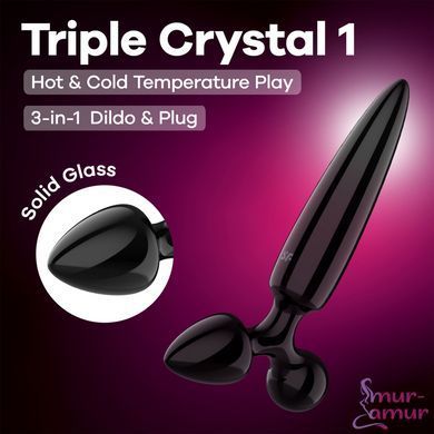 Трехсторонний стеклянный дилдо Satisfyer Triple Crystal 1 Black фото и описание