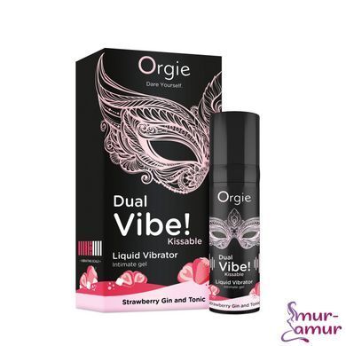 Рідкий вібратор Orgie Dual Vibe! Strawberry Gin & Tonic Kissable Liquid Vibrator, 15 мл фото і опис
