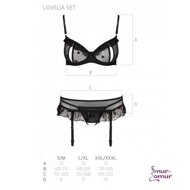 Сексуальний комплект з поясом для панчіх LOVELIA SET black L/XL - Passion фото і опис