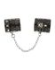 Широкие наручники с блестками и цепью Obsessive A747 cuffs, черно-серебряные фото