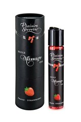 Масажне масло Plaisirs Secrets Strawberry (59 мл) з афродизіаками, їстівне, подарункова упаковка фото і опис