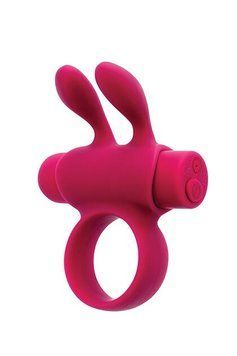 Ерекційне віброкільце S Pleasures Premium Rabbit Ring, рожеве, зі знімною віброкулею та вушками фото і опис