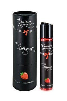 Масажна олія Plaisirs Secrets Strawberry (59 мл) з афродизіаками, їстівна, подарункове паковання фото і опис