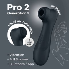Вакуумный клиторальный стимулятор Satisfyer Pro 2 Generation 3 with Liquid Air Connect App Dark Grey фото и описание