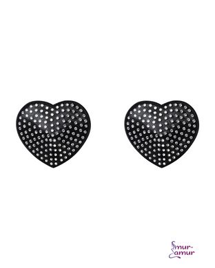Накладки-сердечки на соски со стразами Obsessive A750 nipple covers, черные фото и описание