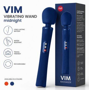 Вібромасажер Fun Factory VIM Vibrating Wand midnight blue, суперпотужний та легкий, до 6 годин роботи