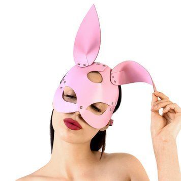 Шкіряна маска Зайчика Art of Sex - Bunny mask, колір Рожевий фото і опис