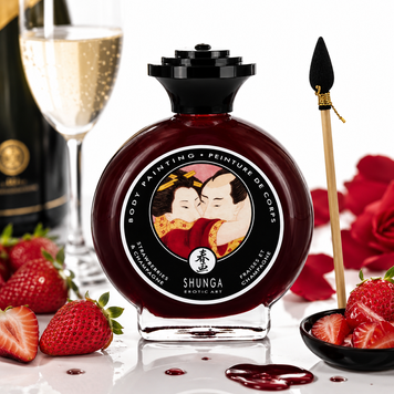 Фарба для тіла Shunga BODYPAINTING &ndash; Sparkling Strawberry Wine (100 мл) без глютену та парабенів фото і опис