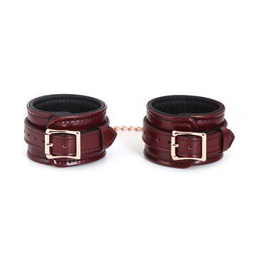 Кожаные поножи Liebe Seele Wine Red Ankle Cuffs, съемная цепочка-крепление фото и описание