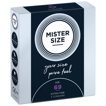 Презервативы Mister Size - pure feel - 69 (3 condoms), толщина 0,05 мм фото и описание