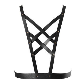 Портупея з екошкіри Bijoux Indiscrets Maze &ndash; Cross Cleavage Harness Black фото і опис