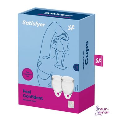 Набор менструальных чаш Satisfyer Feel Confident (Transparent), 15мл и 20мл, мешочек для хранения фото и описание