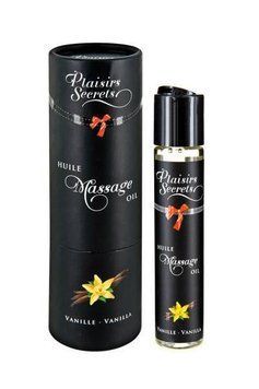 Масажна олія Plaisirs Secrets Vanilla (59 мл) з афродизіаками, їстівна, подарункове паковання фото і опис
