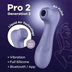 Вакуумный клиторальный стимулятор Satisfyer Pro 2 Generation 3 with Liquid Air Connect App Lilac фото и описание