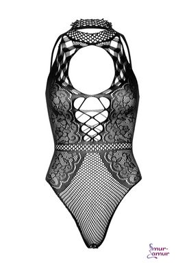 Leg Avenue Net and lace halter bodysuit OS Black фото и описание
