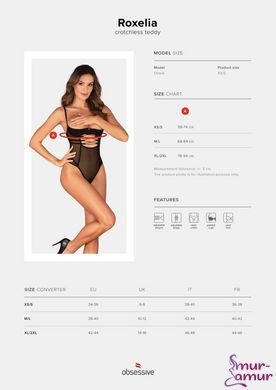 Боді Obsessive Roxelia crotchless teddy M/L фото і опис