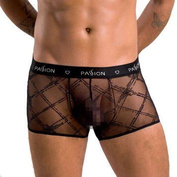 Чоловічі прозорі боксери Passion 032 SHORT JAMES XXL/XXXL Black, сітка фото і опис