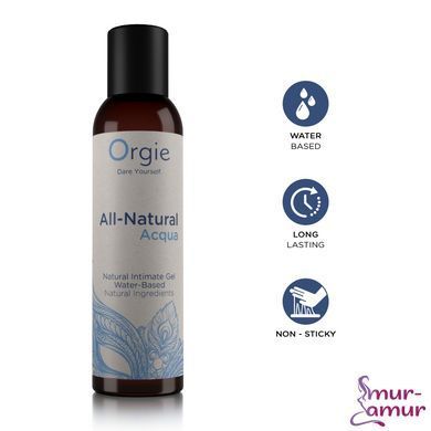 Лубрикант на водній основі Orgie All Natural Acqua, 150 мл, нелипкий, гладенький, натуральний склад фото і опис