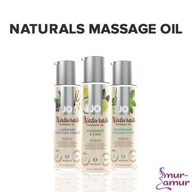 Массажное масло JO Naturals Massage Oil Coconut&Lime с натуральными эфирными маслами 120мл фото и описание
