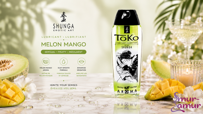 Лубрикант на водній основі Shunga Toko AROMA - Melon Mango (165 мл), не містить цукру фото і опис