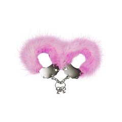 Наручники металлические Adrien Lastic Handcuffs Pink с розовой пушистой отделкой фото и описание