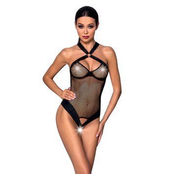 Сетчатый боди с халтером Passion Amanda Body L/XL, black фото и описание