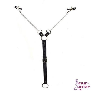 Зажимы для сосков с фиксацией на пенисе Art of Sex &ndash; Nipple Clamps for Men, экокожа фото и описание