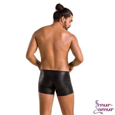 Чоловічі шкіряні боксери з блискавками Passion 049 SHORT MATT XXL/XXXL Black фото і опис