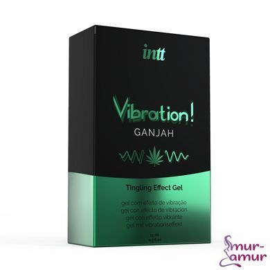 Жидкий вибратор Intt Vibration Ganjah (15 мл), густой гель, необычный вкус, действует до 30 минут фото и описание
