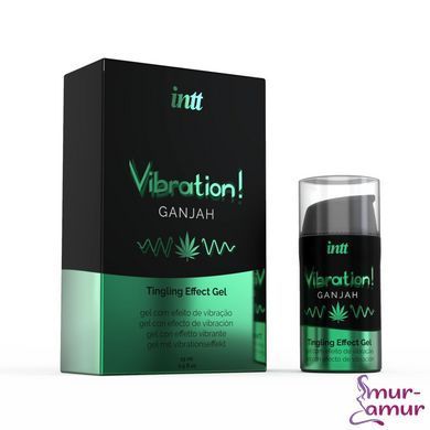 Жидкий вибратор Intt Vibration Ganjah (15 мл), густой гель, необычный вкус, действует до 30 минут фото и описание