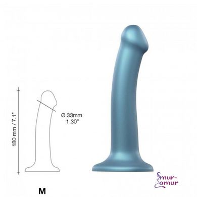 Насадка для страпона Strap-On-Me Mono Density Dildo Blue M, диам. 3,3см, однослойный силикон, гибкий фото і опис