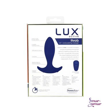 Анальна пробка з пульсацією Lux Active – Throb – 4.5" Anal Pulsating Massager, пульт ДК фото і опис