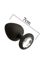 Анальна пробка з кристалом MAI Attraction Toys №47 Black, довжина 7см, діаметр 2,8 см фото і опис