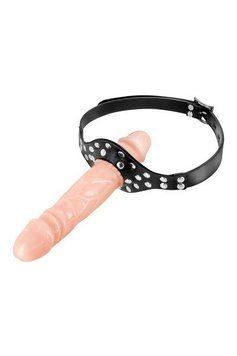 Кляп с двойным фаллоимитатором Fetish Tentation Double Penis Gag Flesh фото и описание