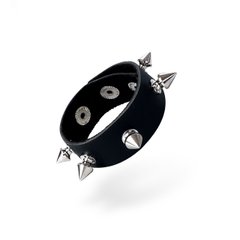 Эрекционное кольцо с шипами из натуральной кожи Art of Sex - James, цвет Черный фото и описание