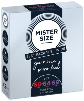 Набор презервативов Mister Size - pure feel - 60–64–69 (3 condoms), 3 размера, толщина 0,05 мм фото и описание