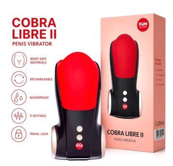 Мастурбатор для головки пениса Fun Factory COBRA LIBRE II black/red, 2 мотора, игра без рук