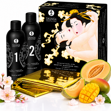 Гель для NURU-массажа Shunga Oriental Body-to-Body &ndash; Melon Mango (2 x 225 мл) плюс простыня