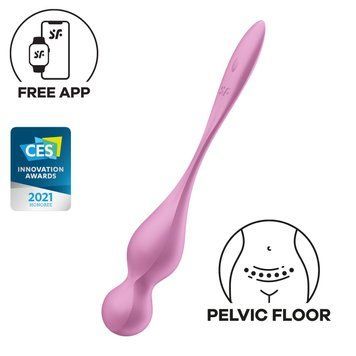 Вагінальні смарт-кульки з вібрацією Satisfyer Love Birds 1 Connect App Pink, 78 г фото і опис