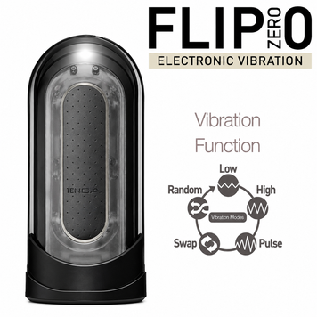 Вібромастурбатор Tenga Flip Zero Electronic Vibration Black, змінна інтенсивність, розкладний