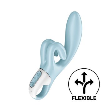 Вибратор-кролик Satisfyer Touch Me Blue, двойной отросток, 3 мощных мотора фото и описание