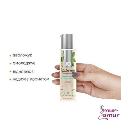 Массажное масло JO Naturals Massage Oil Peppermint & Eucalyptus с эфирными маслами (120 мл) фото и описание