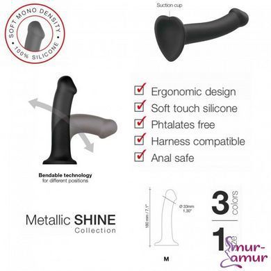 Насадка для страпона Strap-On-Me Mono Density Dildo Violet M, диам. 3,3см, однослойный силикон, гибк фото и описание