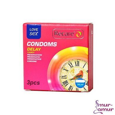 Презервативи Recare Delay Candy Condoms 3 шт, пролонгувальний ефект, цукерковий аромат
