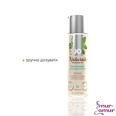 Массажное масло JO Naturals Massage Oil Peppermint & Eucalyptus с эфирными маслами (120 мл) фото и описание