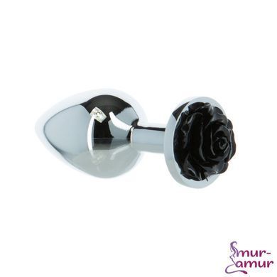 Металлическая анальная пробка Lux Active с розой - Rose Anal Plug - Black, вибропуля в подарок